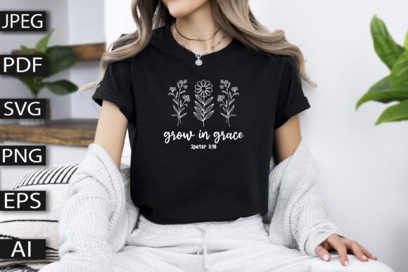 Grow in Grace: A Versatile Graphic for T-Shirt Designs