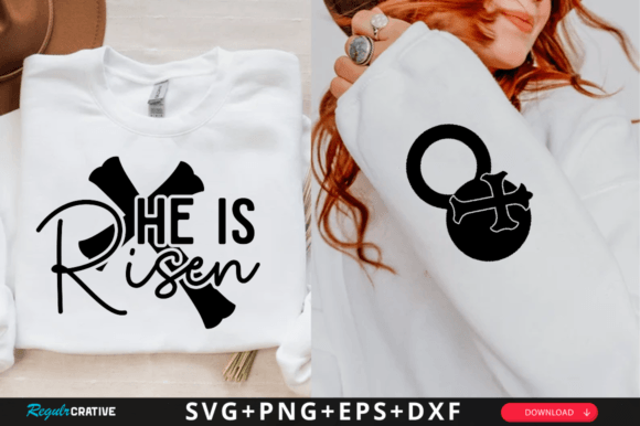 He is Risen Sleeve Svg Design for T-Shirts and Graphics
