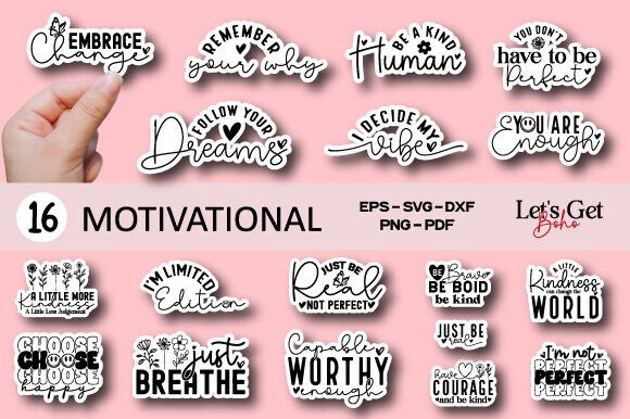 Motivational Sticker Bundle: Perfect for T-Shirt Designs and Graphics